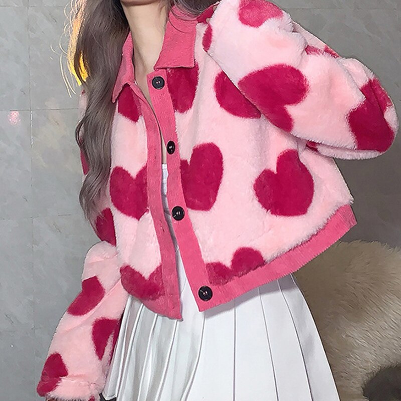 Fuzzy Pink Hearts Jacket