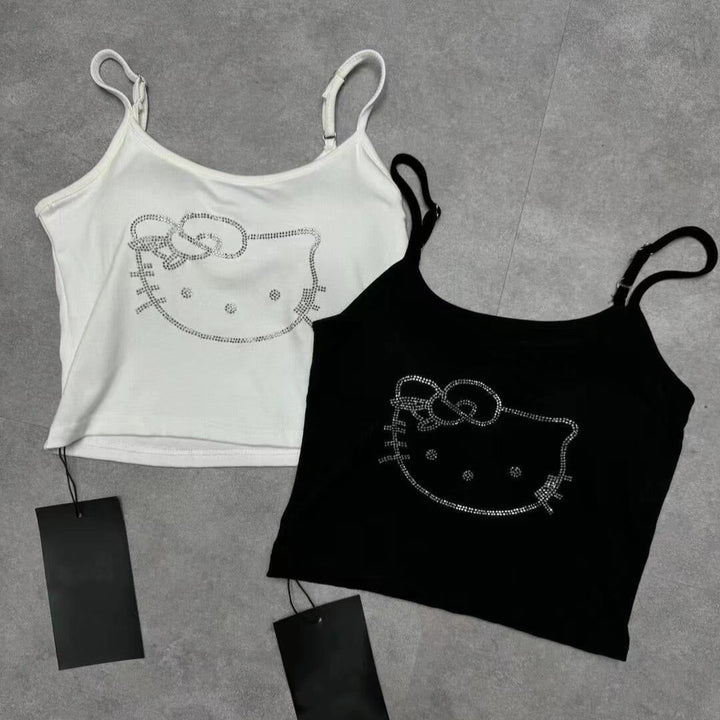 y2k-kawaii-fashion-Hello Kitty Diamonte Tank Top-Pinky Dollz