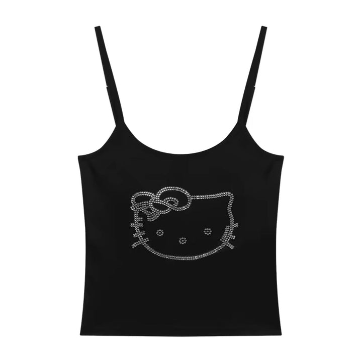 y2k-kawaii-fashion-Hello Kitty Diamonte Tank Top-Pinky Dollz