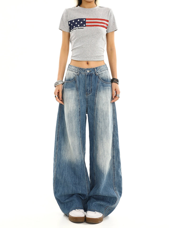 y2k-kawaii-fashion-Y2K Light Wash Wide-Leg Jeans-Pinky Dollz