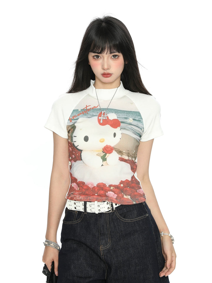 y2k-kawaii-fashion-Hello Kitty Graphic Tee-Pinky Dollz