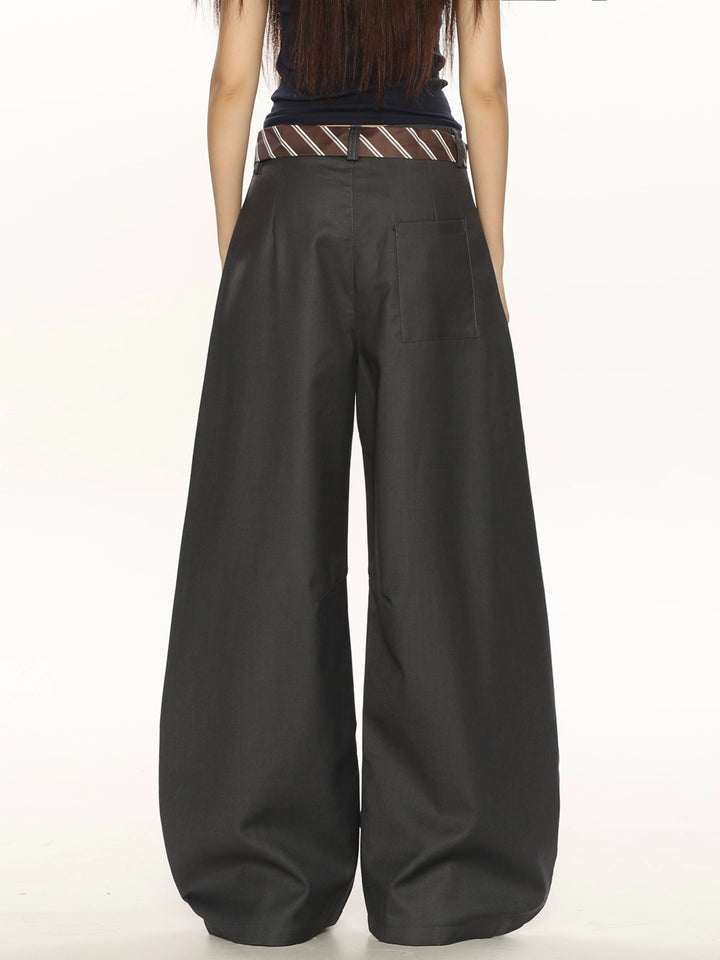 y2k-kawaii-fashion-Charcoal Wide-Leg Trousers-Pinky Dollz