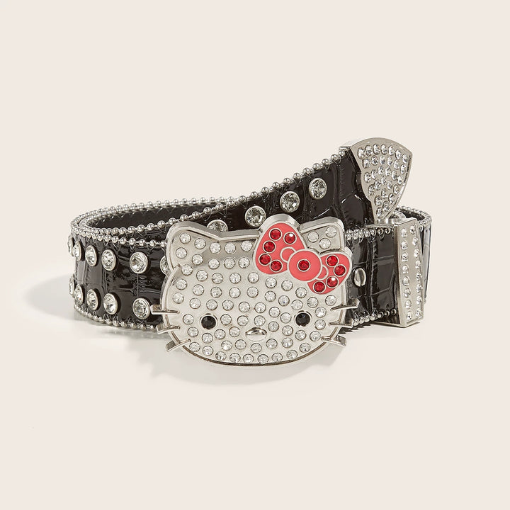y2k-kawaii-fashion-Hello Kitty Rhinestone Stud Belt-Pinky Dollz