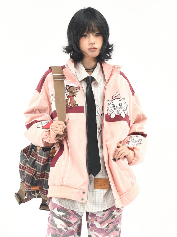 y2k-kawaii-fashion-Marie Aristocats Varsity Jacket-Pinky Dollz