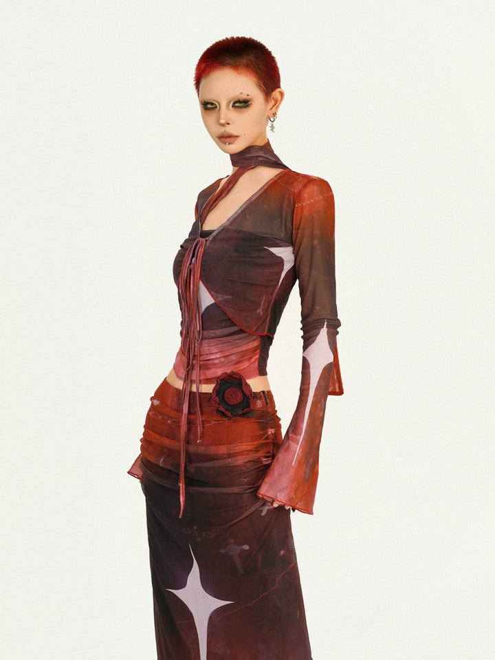 y2k-kawaii-fashion-Cosmic Mesh 3-Piece Set-Pinky Dollz