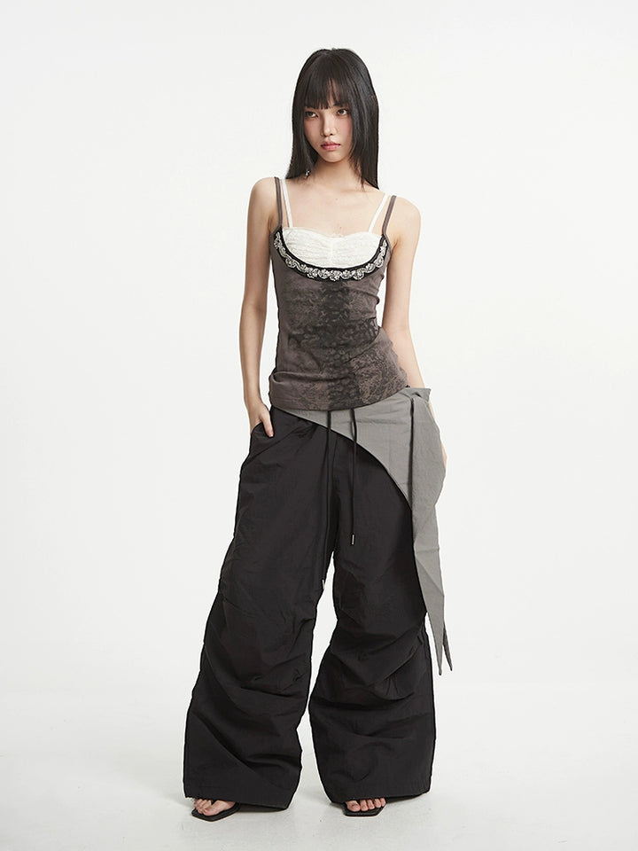 y2k-kawaii-fashion-Layered Lace Trim Two-Piece Cami Top-Pinky Dollz