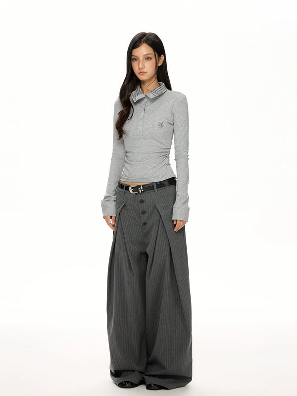 y2k-kawaii-fashion-Striped Wide-Leg Trousers-Pinky Dollz