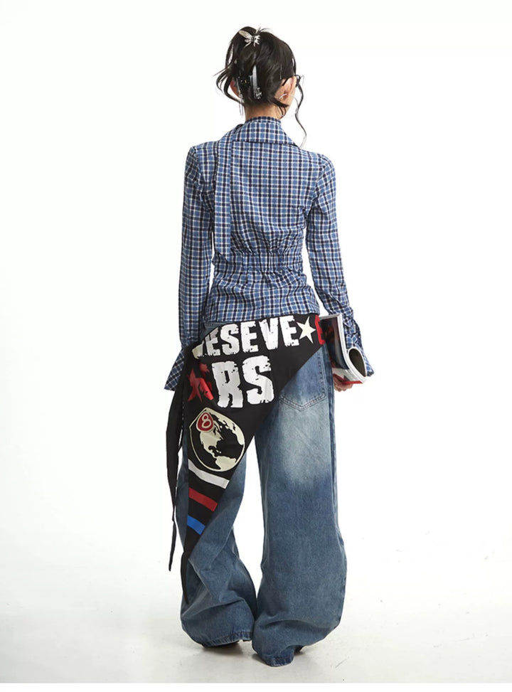 y2k-kawaii-fashion-Cyber Plaid Cutout Choker Shirt-Pinky Dollz