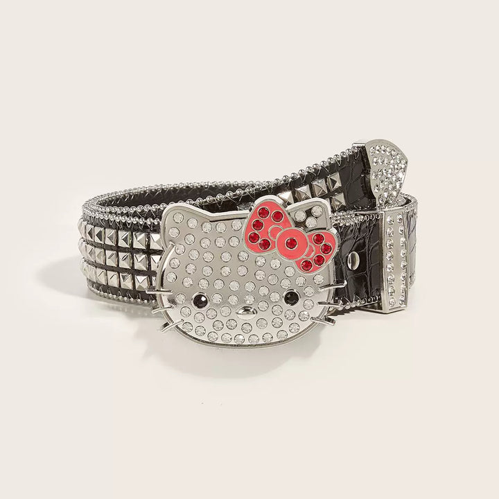 y2k-kawaii-fashion-Hello Kitty Rhinestone Stud Belt-Pinky Dollz
