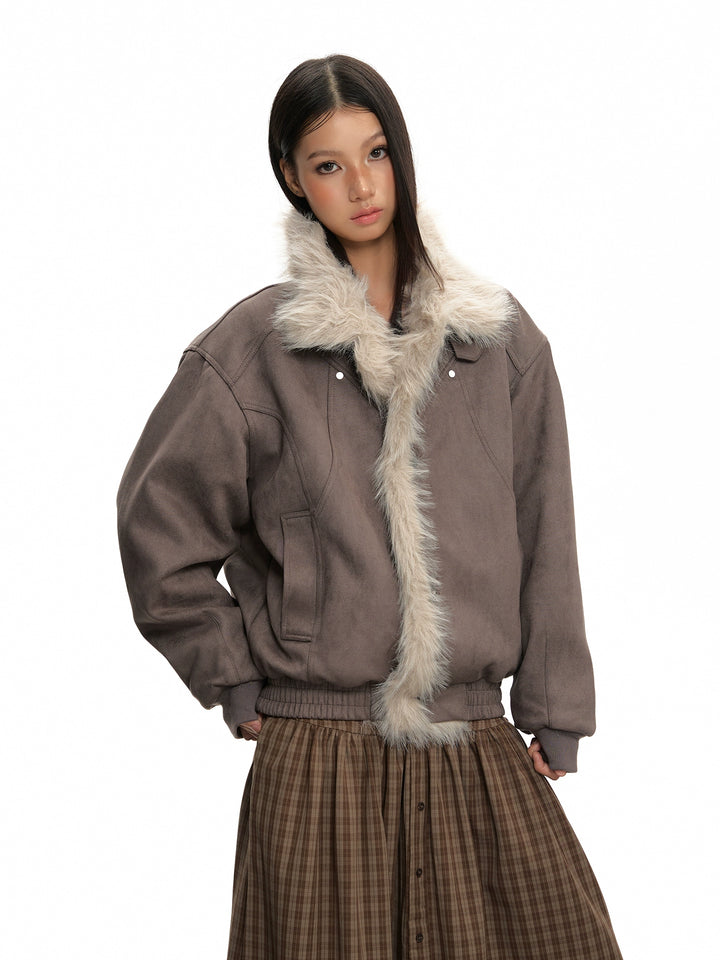 y2k-kawaii-fashion-Suede Fleece-Lined Winter Jacket-Pinky Dollz