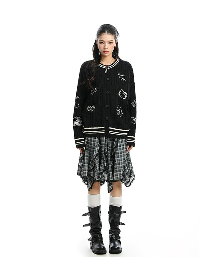 y2k-kawaii-fashion-Hello Kitty Varsity Knit Cardigan-Pinky Dollz