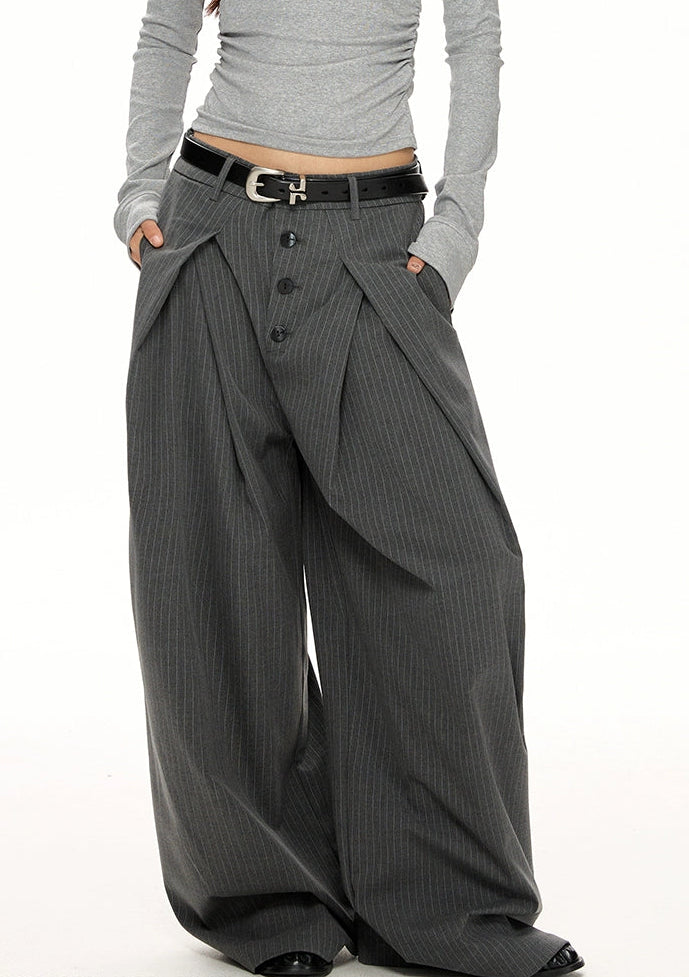 y2k-kawaii-fashion-Striped Wide-Leg Trousers-Pinky Dollz
