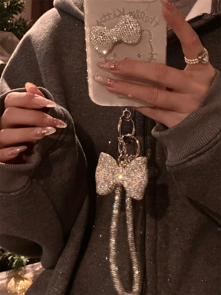 y2k-kawaii-fashion-Hello Kitty Silver Rhinestone Bow Phone Case-Pinky Dollz