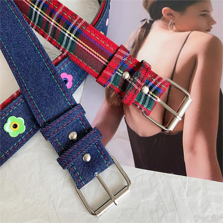 y2k-kawaii-fashion-Plaid Print Belt-Pinky Dollz
