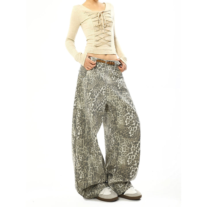 y2k-kawaii-fashion-Y2K Leopard Print Wide-Leg Jeans-Pinky Dollz