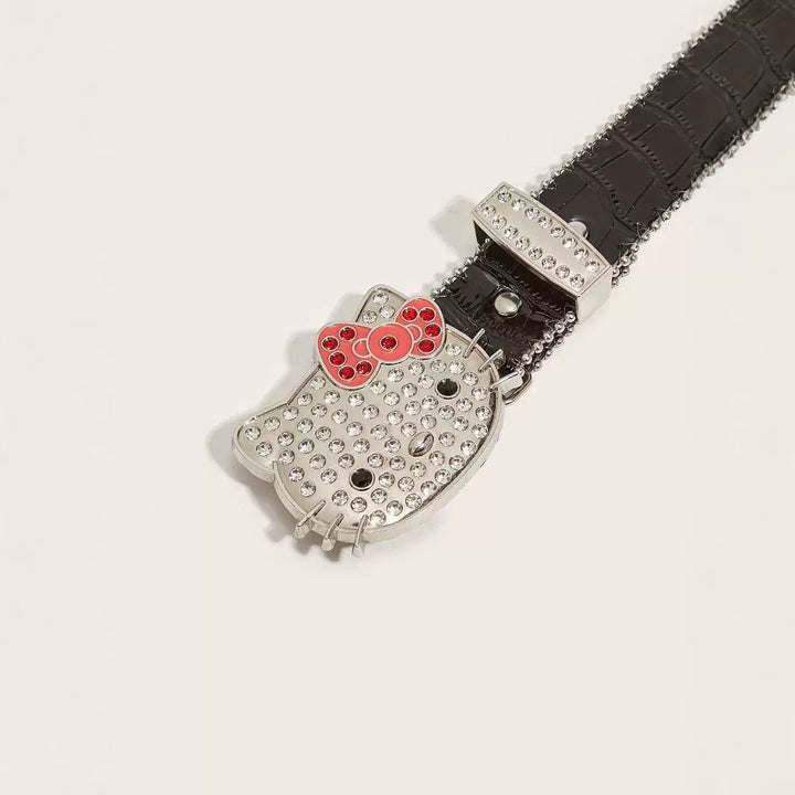 y2k-kawaii-fashion-Hello Kitty Rhinestone Stud Belt-Pinky Dollz