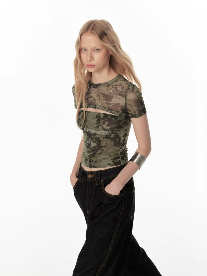 y2k-kawaii-fashion-Camo Mesh Rhinestone Top-Pinky Dollz