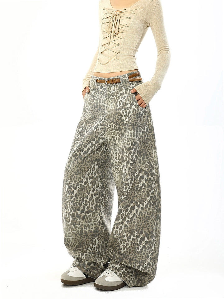 y2k-kawaii-fashion-Y2K Leopard Print Wide-Leg Jeans-Pinky Dollz
