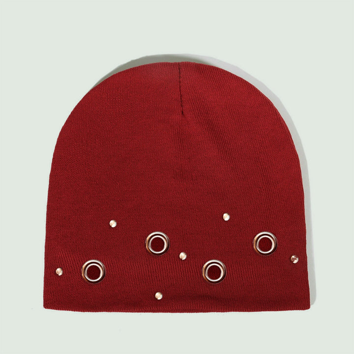 y2k-kawaii-fashion-Soft Knit Eyelet Winter Beanie-Pinky Dollz