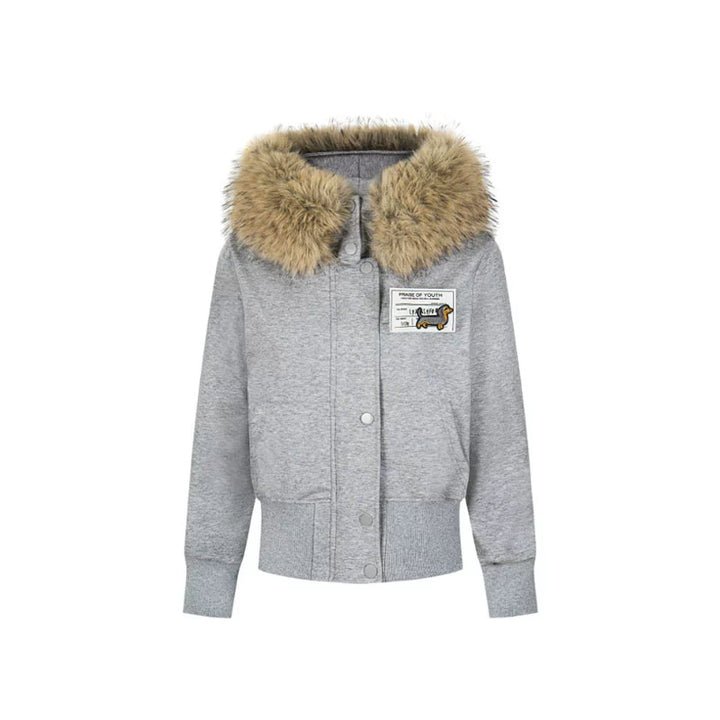 y2k-kawaii-fashion-Camo Faux Fur Trim Jacket-Pinky Dollz