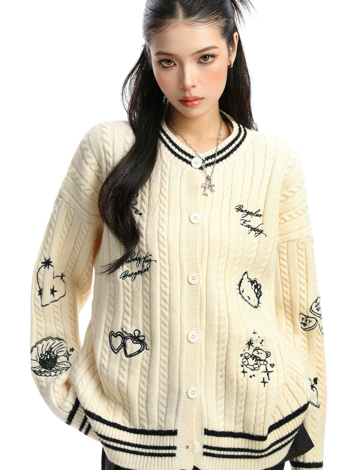 y2k-kawaii-fashion-Hello Kitty Varsity Knit Cardigan-Pinky Dollz