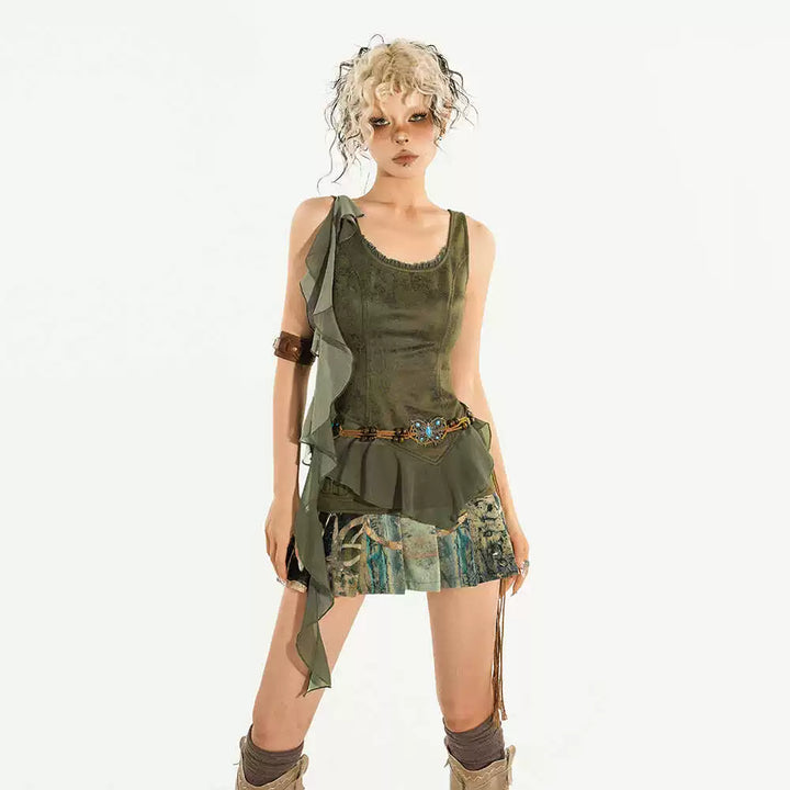 y2k-kawaii-fashion-Boho Fairycore Patchwork Mini Dress-Pinky Dollz