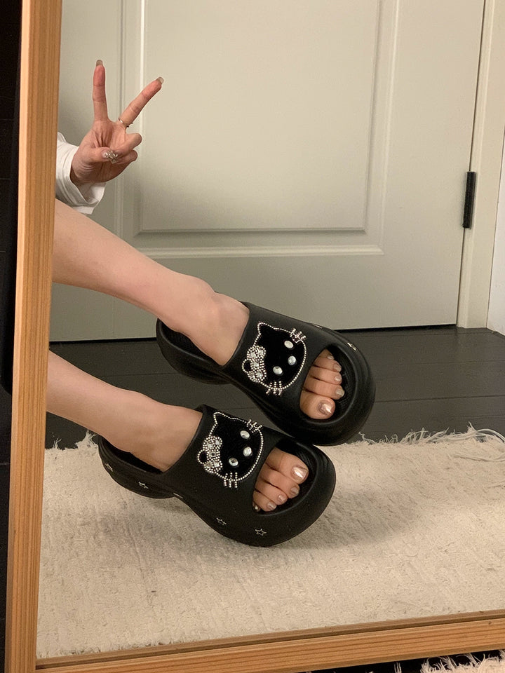 y2k-kawaii-fashion-Hello Kitty Platform Slides-Pinky Dollz
