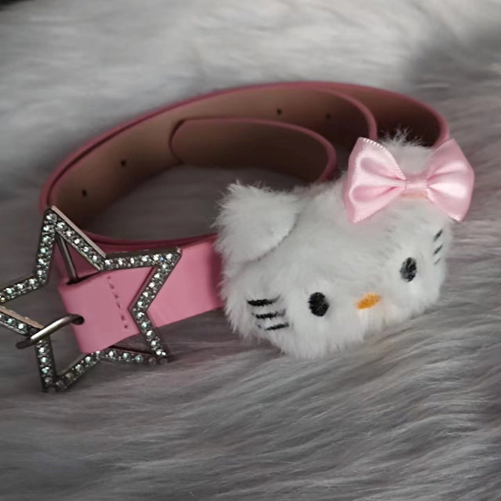 y2k-kawaii-fashion-Hello Kitty Rhinestone Star Belt-Pinky Dollz