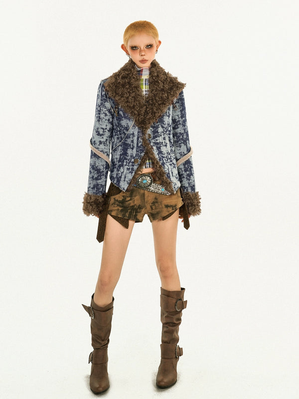 y2k-kawaii-fashion-Patchwork Fur Trim Jacket-Pinky Dollz