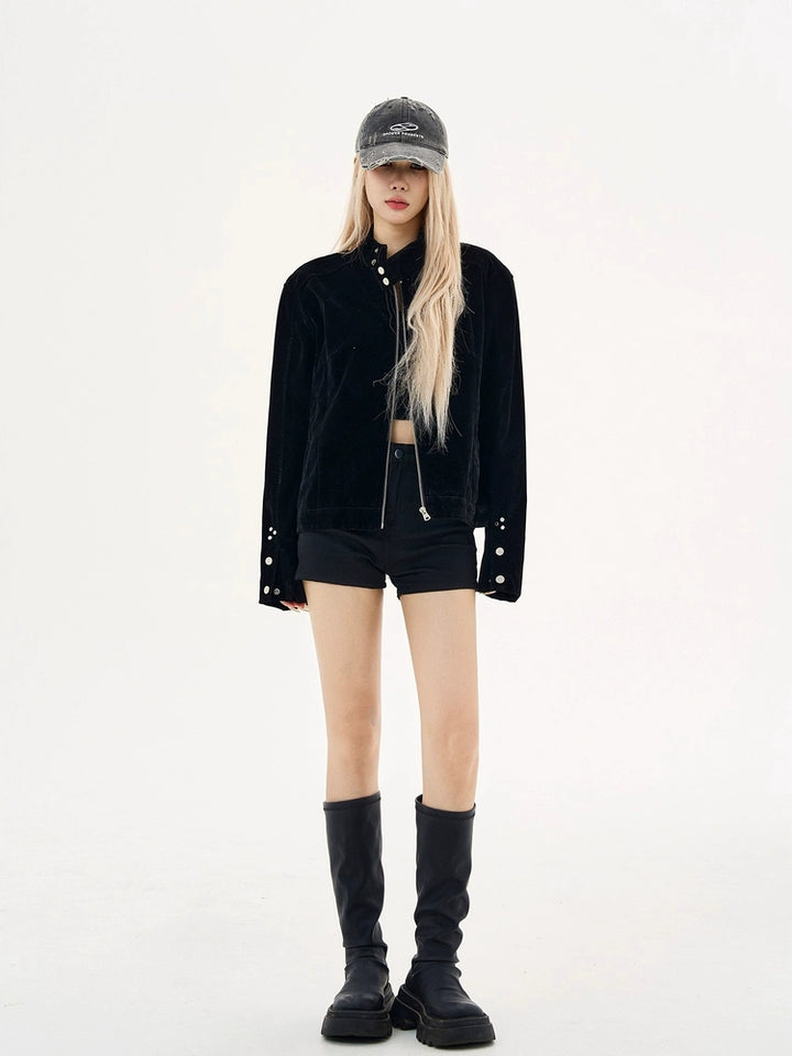 y2k-kawaii-fashion-Suede Moto Jacket-Pinky Dollz