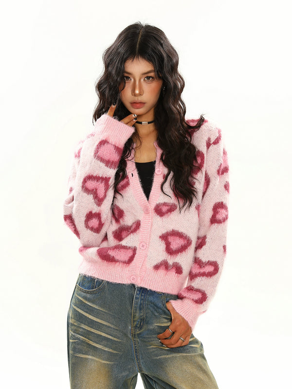 y2k-kawaii-fashion-Fuzzy Leopard Print Cardigan-Pinky Dollz