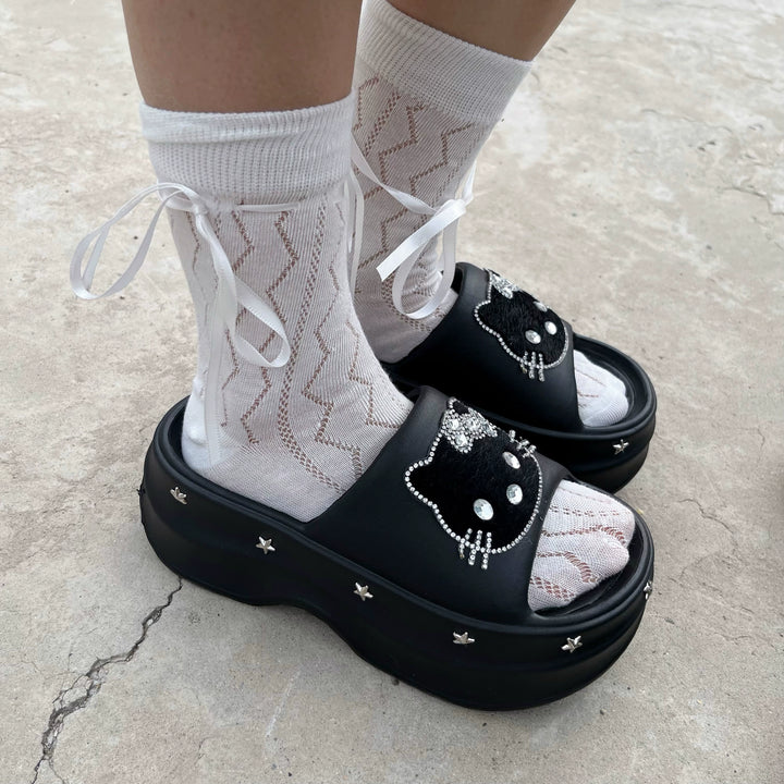 y2k-kawaii-fashion-Hello Kitty Platform Slides-Pinky Dollz