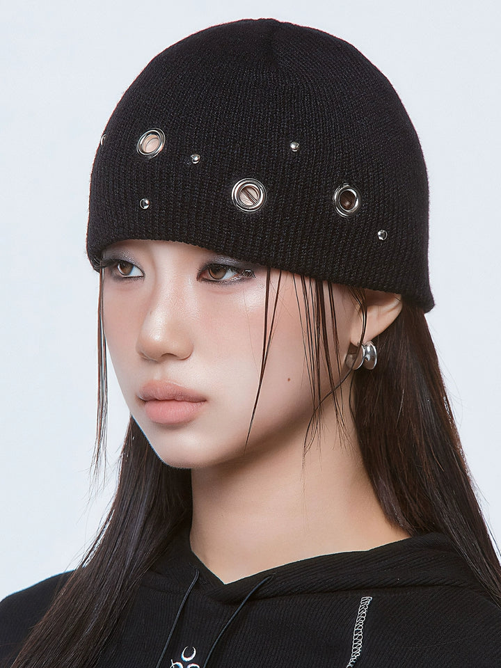 y2k-kawaii-fashion-Soft Knit Eyelet Winter Beanie-Pinky Dollz