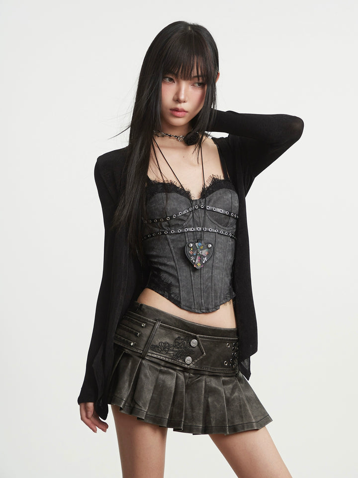 y2k-kawaii-fashion-Darkheart Studded Denim Bustier Top-Pinky Dollz