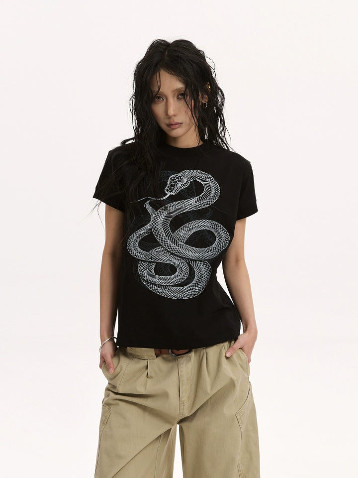 y2k-kawaii-fashion-Snake Print T Shirt-Pinky Dollz