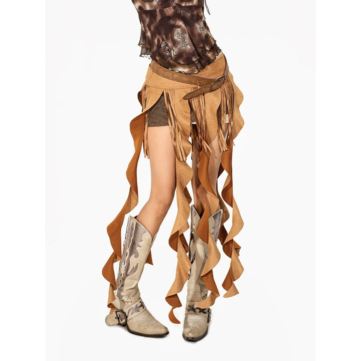 y2k-kawaii-fashion-Snake Trim Tassel Mini Skirt-Pinky Dollz