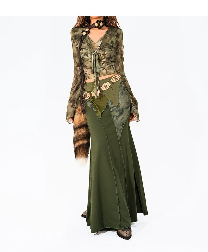 y2k-kawaii-fashion-Boho Patchwork Maxi Skirt-Pinky Dollz