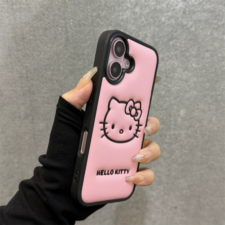 y2k-kawaii-fashion-Leather Hello Kitty Phone Case-Pinky Dollz