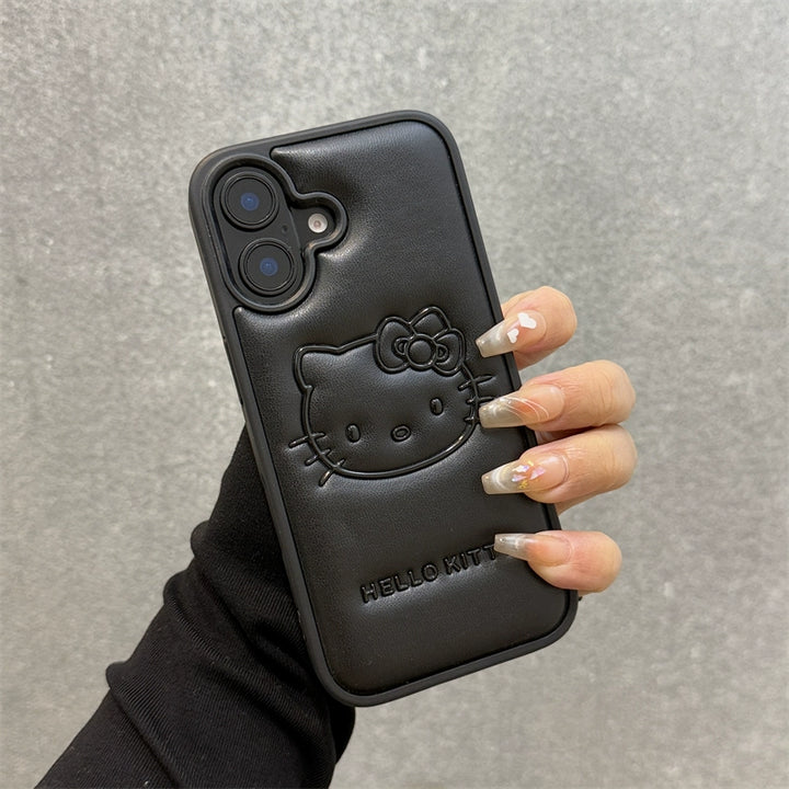 y2k-kawaii-fashion-Leather Hello Kitty Phone Case-Pinky Dollz