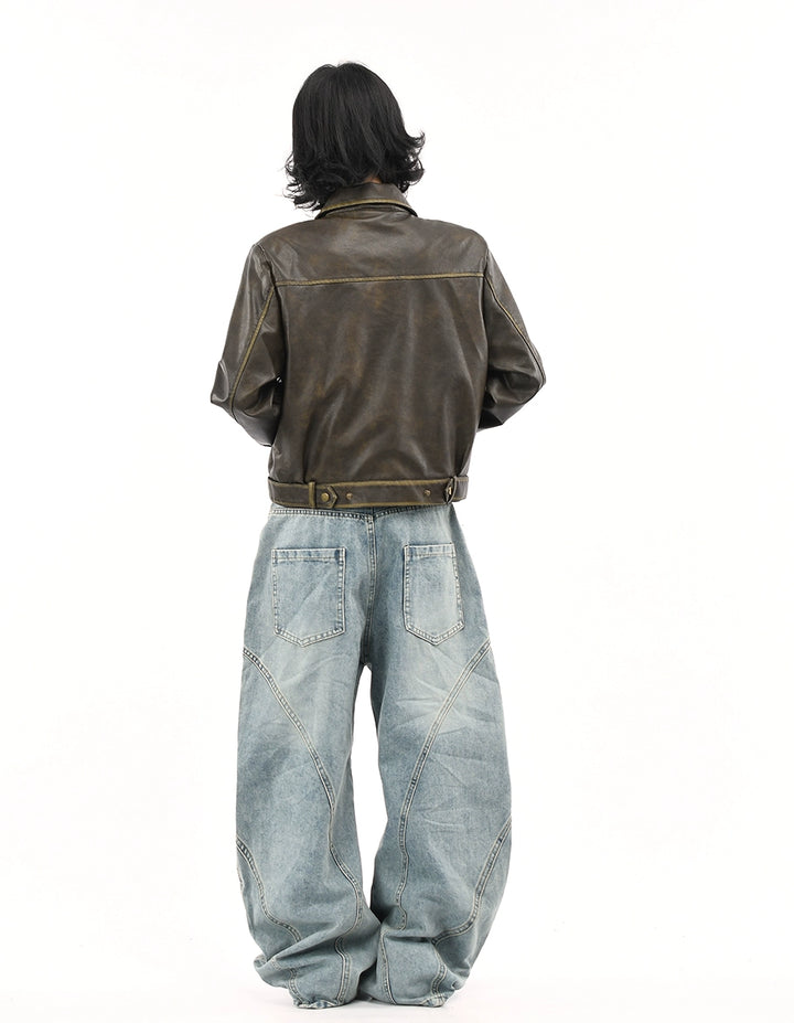 y2k-kawaii-fashion-Brown Leather Jacket-Pinky Dollz