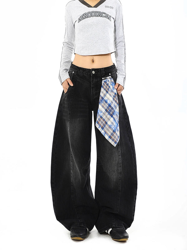 y2k-kawaii-fashion-Checkered Wide Leg Jean-Pinky Dollz