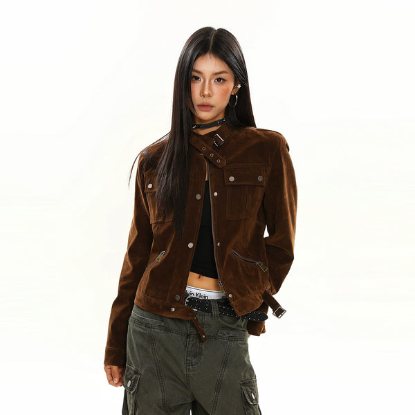 y2k-kawaii-fashion-Suede Utility Jacket-Pinky Dollz