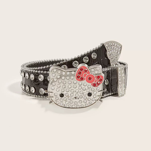y2k-kawaii-fashion-Hello Kitty Rhinestone Stud Belt-Pinky Dollz