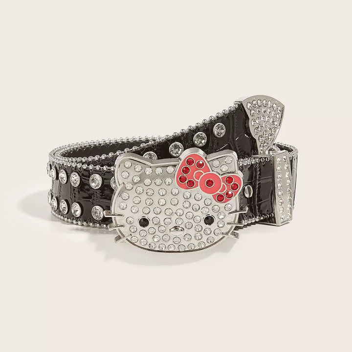 y2k-kawaii-fashion-Hello Kitty Rhinestone Stud Belt-Pinky Dollz
