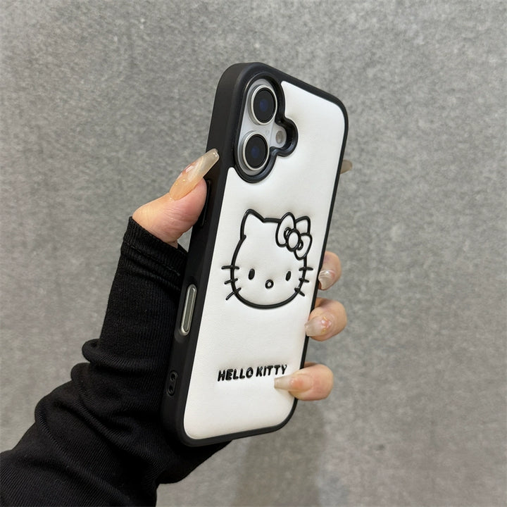 y2k-kawaii-fashion-Leather Hello Kitty Phone Case-Pinky Dollz