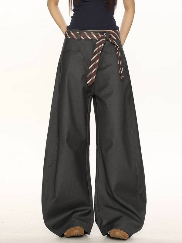 y2k-kawaii-fashion-Charcoal Wide-Leg Trousers-Pinky Dollz