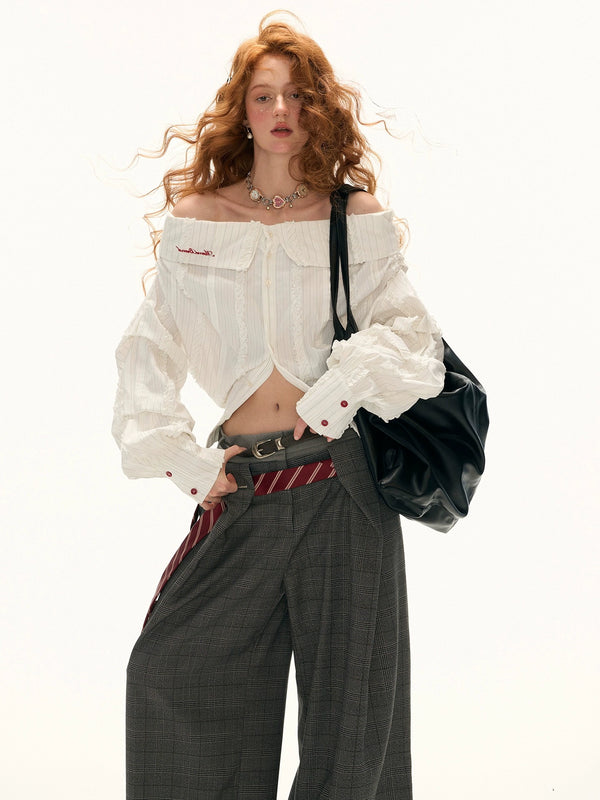 y2k-kawaii-fashion-Romantic Off-Shoulder Ruffle Blouse-Pinky Dollz