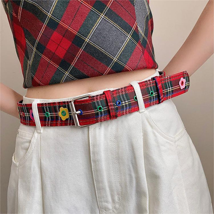 y2k-kawaii-fashion-Plaid Print Belt-Pinky Dollz
