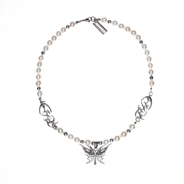 y2k-kawaii-fashion-Butterfly Pearl Choker-Pinky Dollz