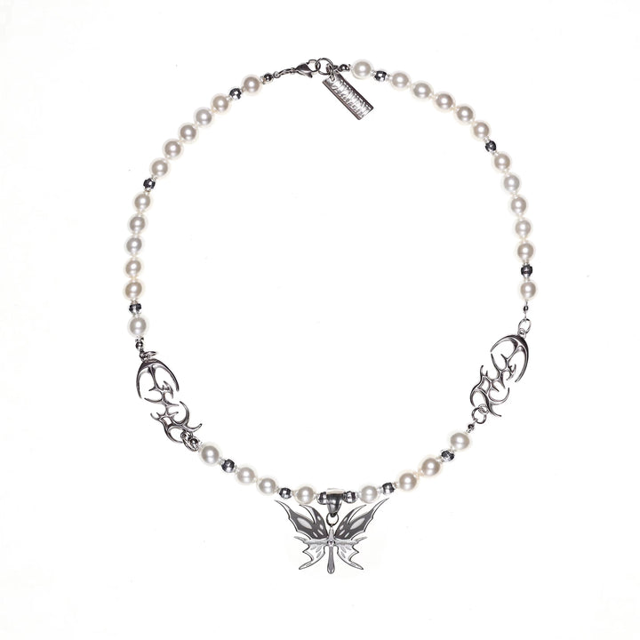 y2k-kawaii-fashion-Butterfly Pearl Choker-Pinky Dollz